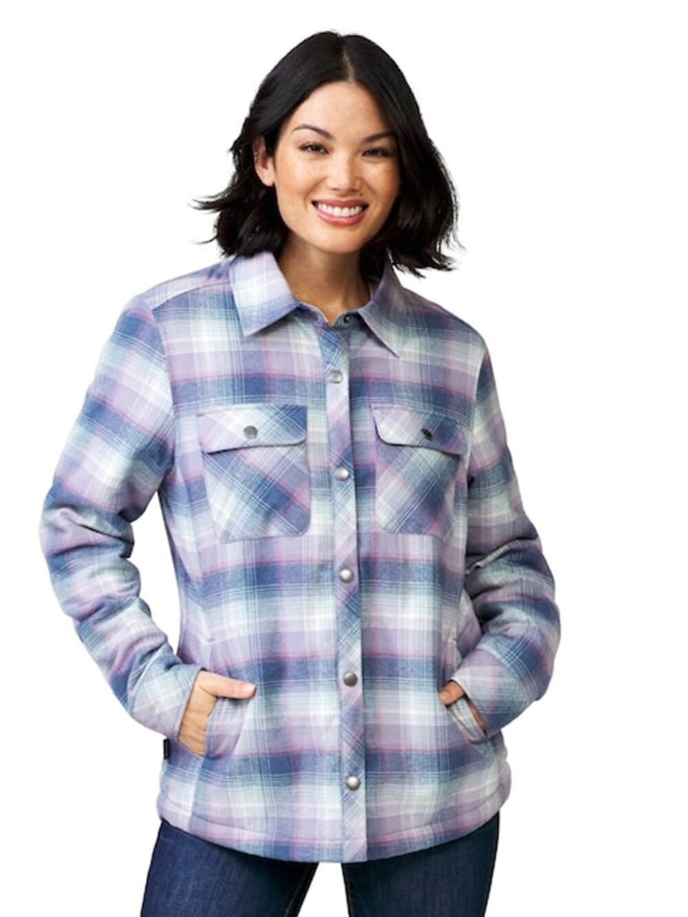 FREE COUNTRY Flannel Shirt Jacket Purple Blue Size M NWT